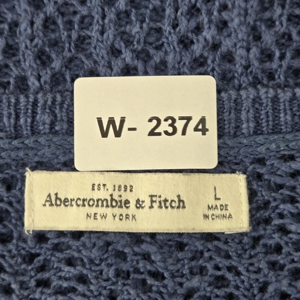 Abercrombie & Fitch Women Sweater L Blue Long Sleeve Open Knit Fairy Grunge